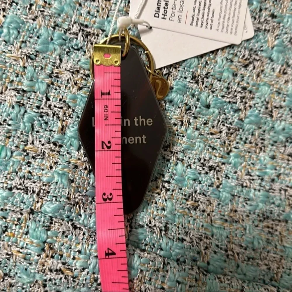 lululemon Diamond Shaped Marble Brown Gold Tone Hotel Key Chain NWT